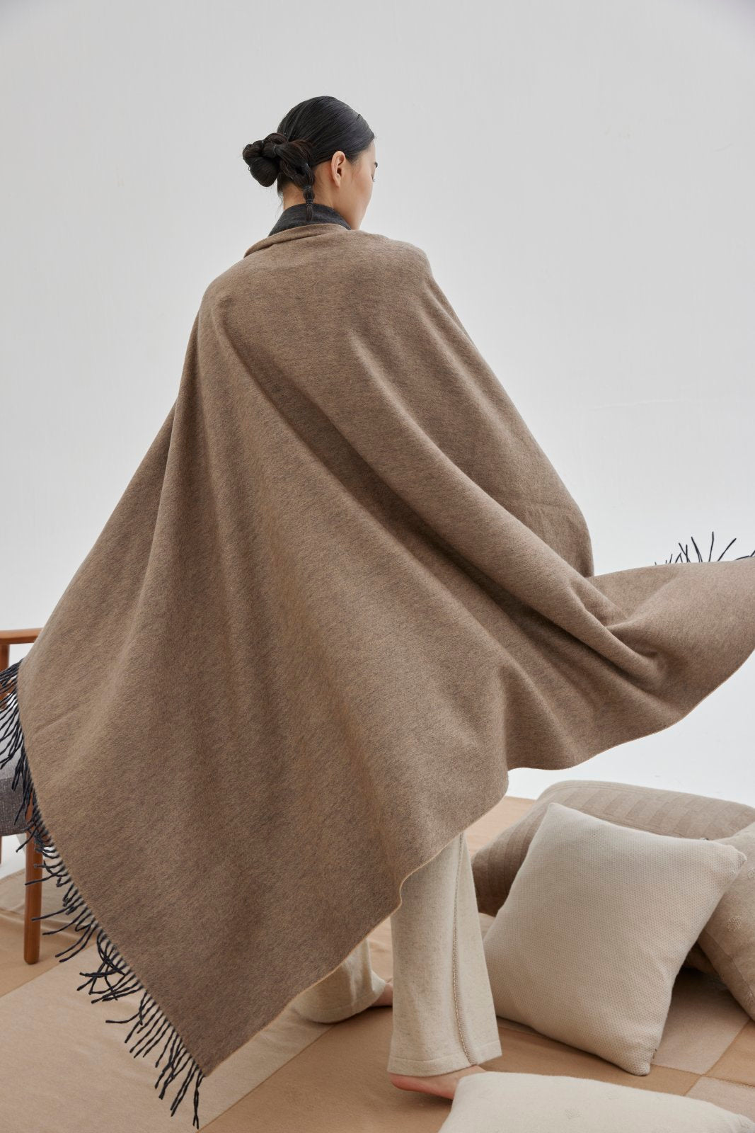 Double-sided sable cashmere blanket