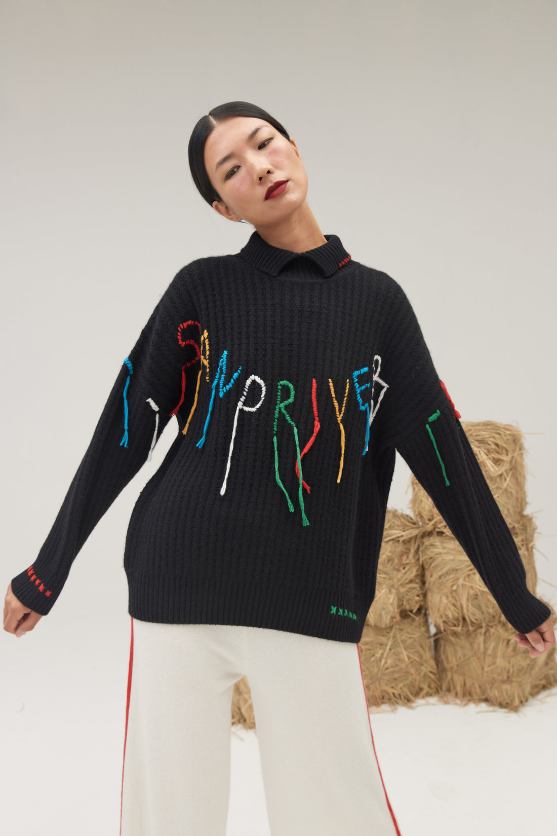 Cashmere embroidery pullover