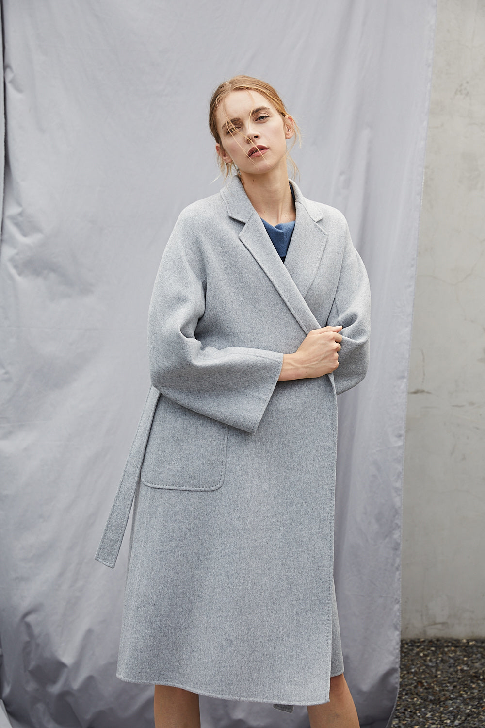 Women's hand-sewn pure cashmere double-face coat