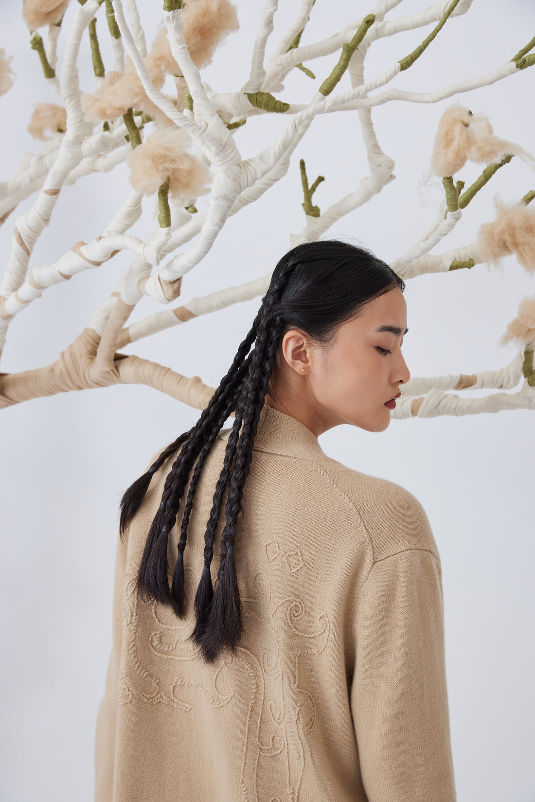 Women's handcrafted embroidered long cardigan