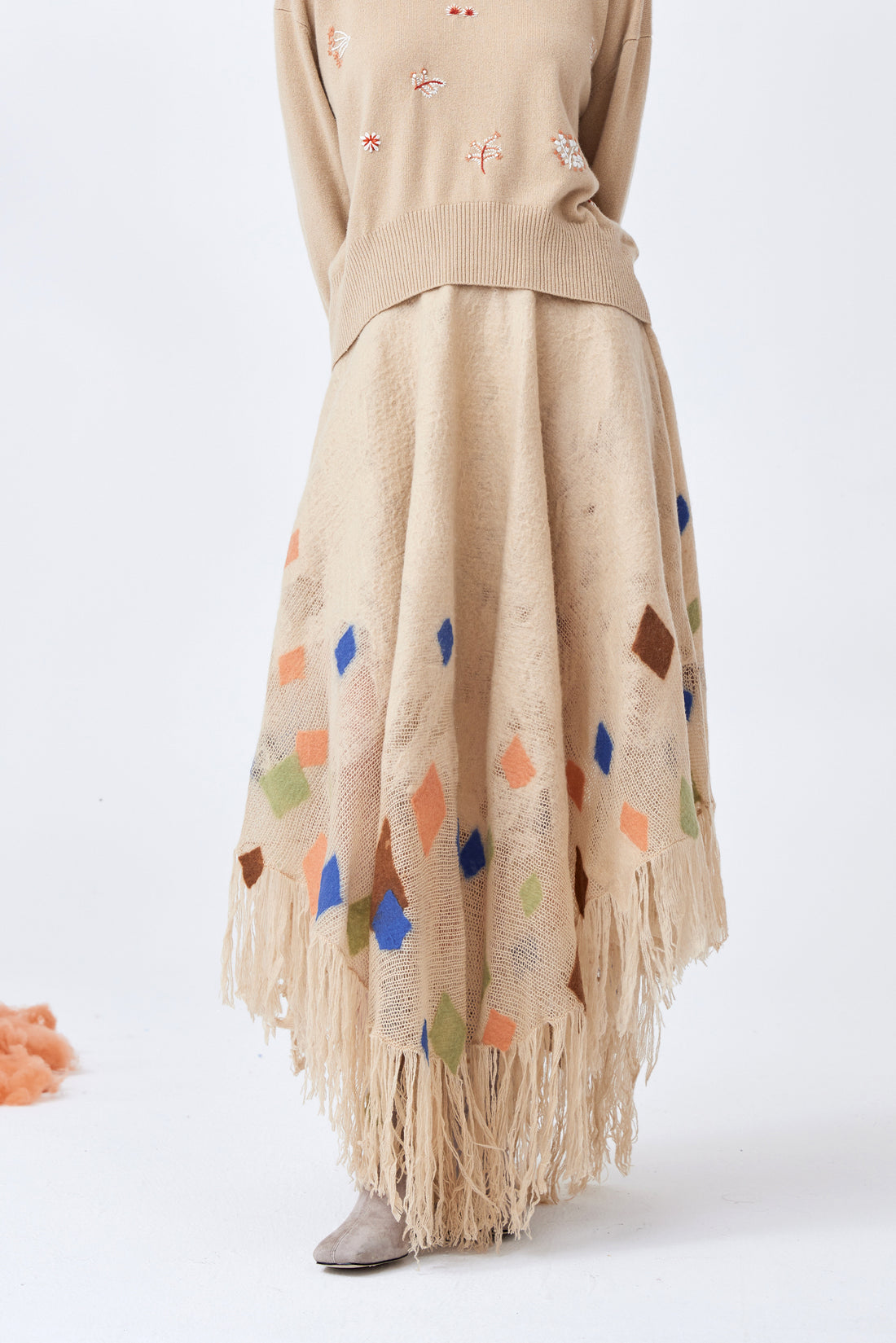 Handcrafted argyle cashmere felting skirt