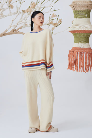 Women's knit cashmere straight trousers