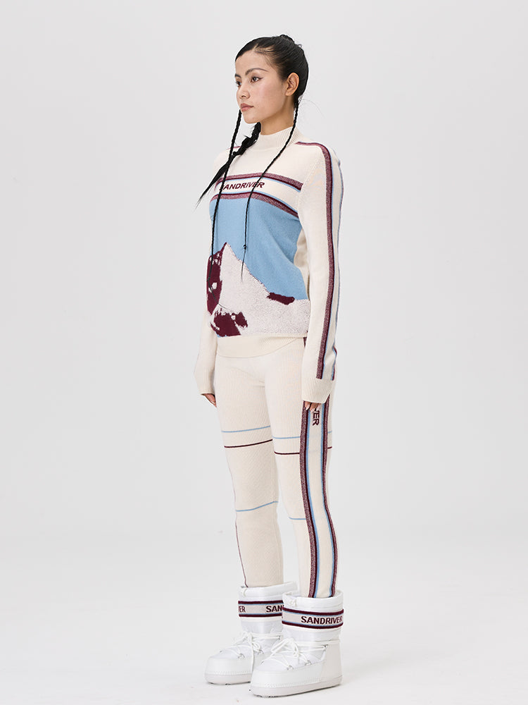 [Snow-Mountain Collection] Cashmere Round-Neck Intarsia Pullover for Women