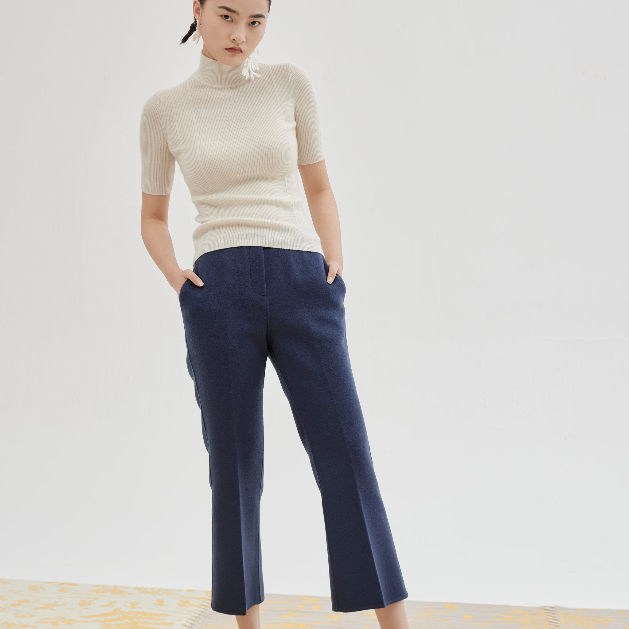 Women's flared cashmere trousers
